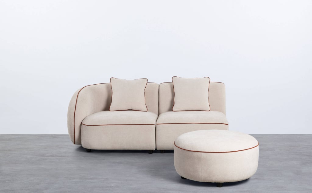 Sofá Modular 2 Piezas Esquinero con Sillón y Puff de Tela Ilham