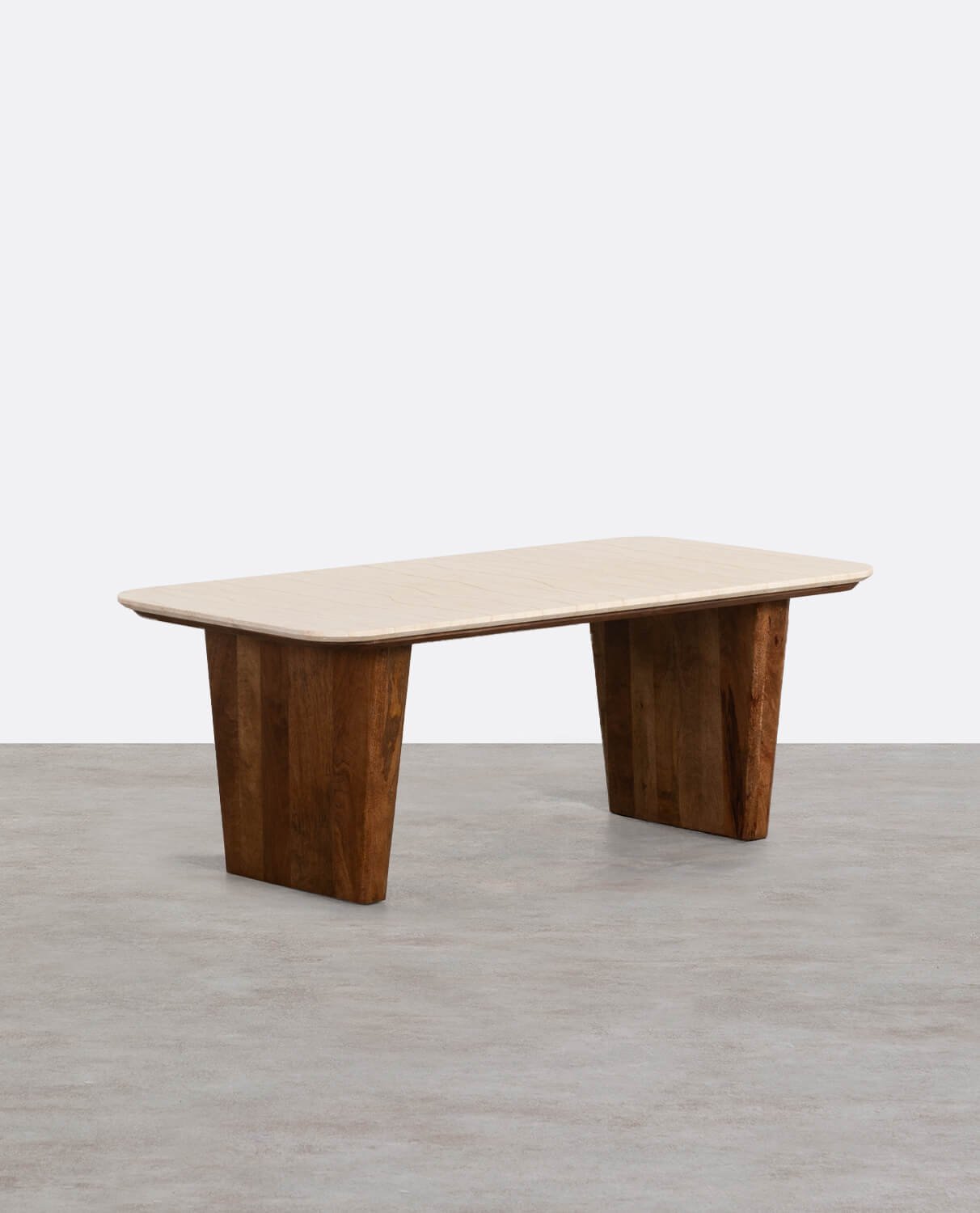 Mesa de Centro Rectangular de Mármol Egipcio y Madera de Mango (120x60 cm) Amatis, imagen de galería 1