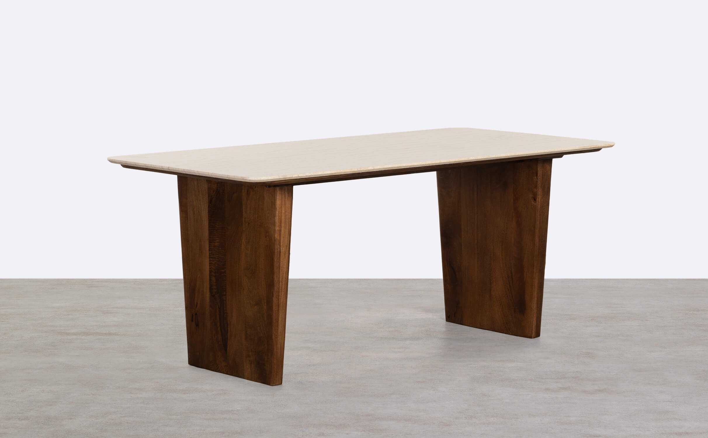 Mesa de Comedor Rectangular de Mármol Egipcio y Madera de Mango (180x90 cm) Amatis, imagen de galería 1