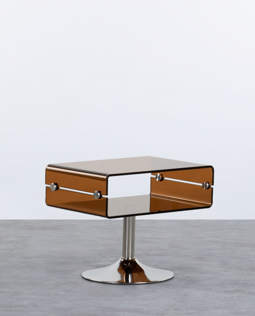 Mesa Auxiliar Rectangular de Cristal y Metal (61x38,5 cm) Hedy