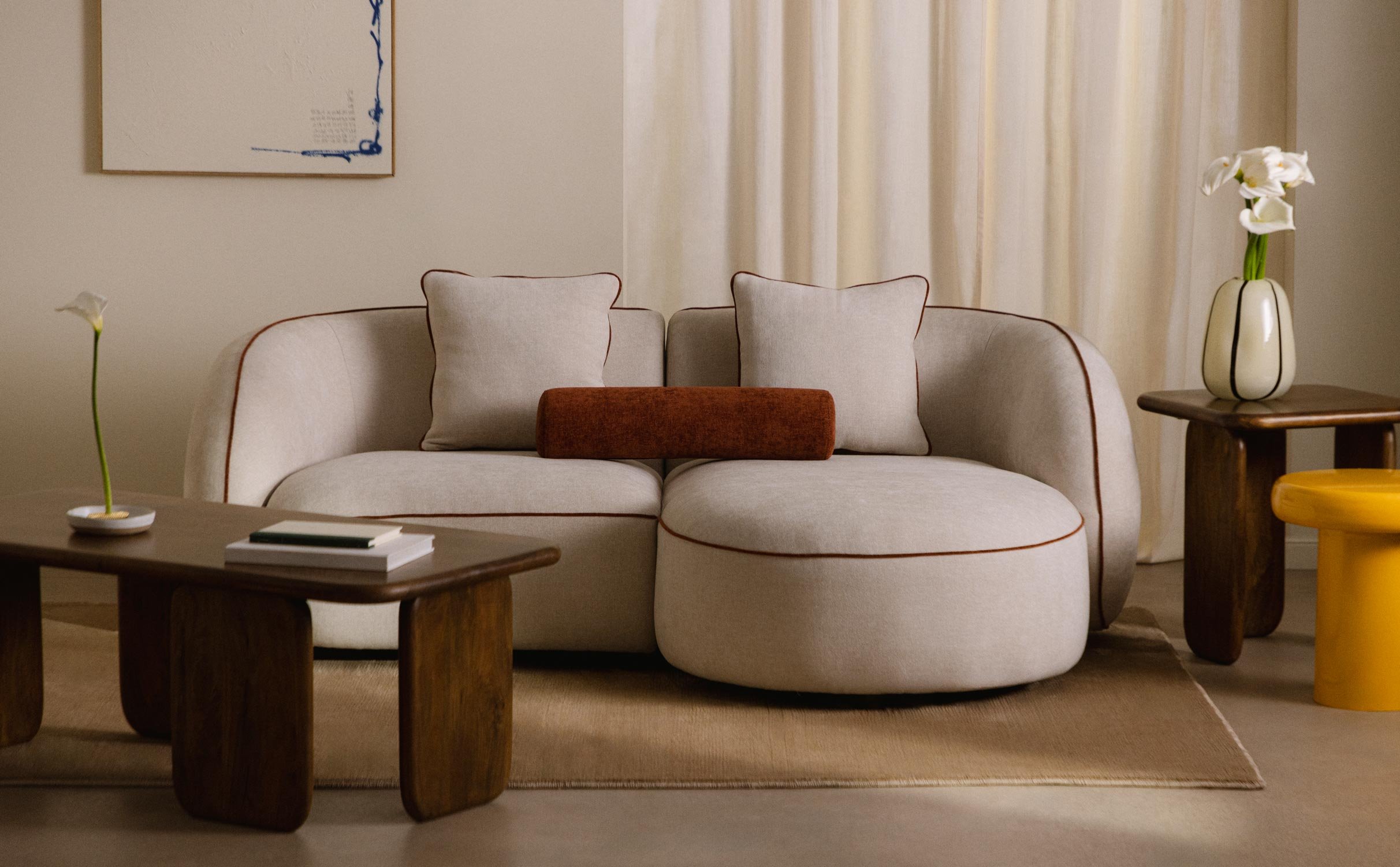 Sofá Modular 2 Piezas Esquinero con Chaise Longue de Tela Ilham , imagen de galería 1