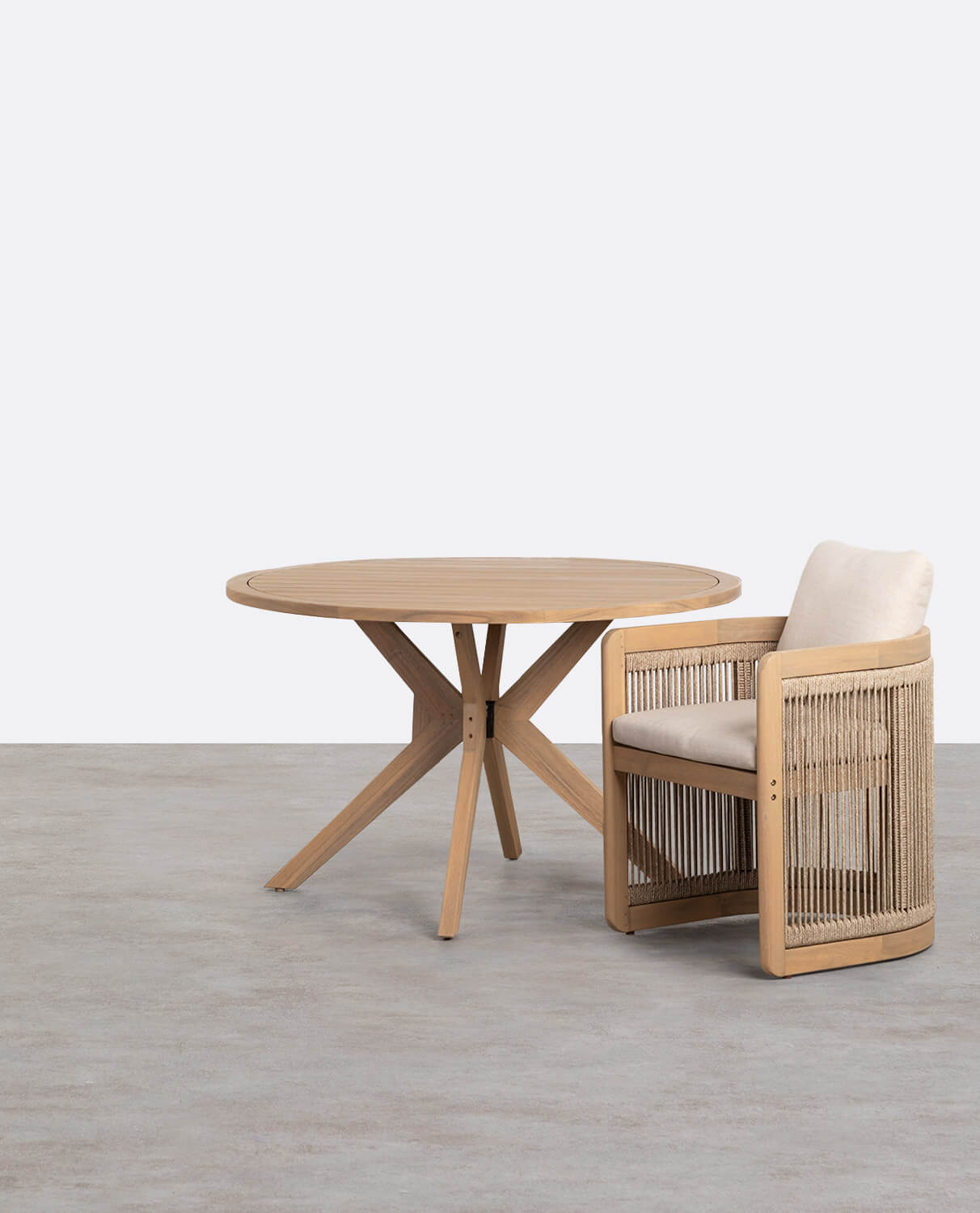 Set de Mesa Redonda y 4 Sillas de Jardín de Madera de Acacia Mirla, imagen de galería 2
