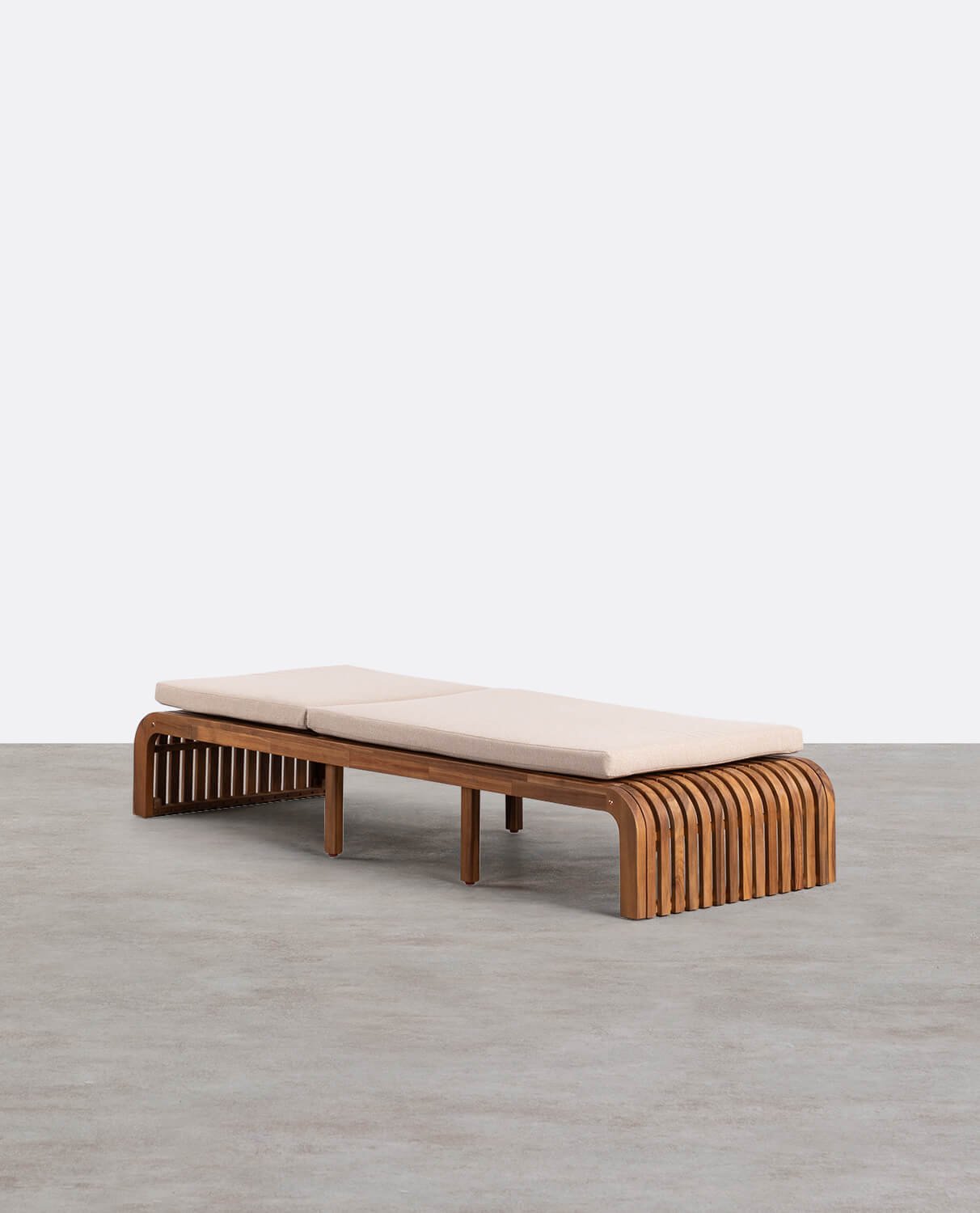 Tumbona Reclinable de Madera de Acacia con Cojín de Tela Hazan, imagen de galería 2