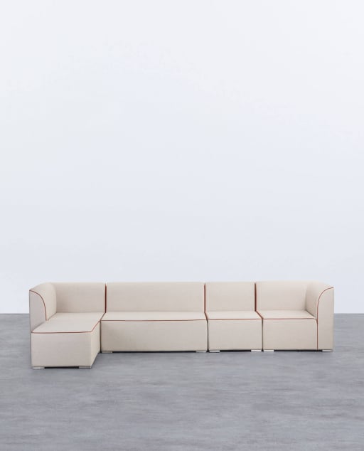 Sofá Modular de Jardín Esquinero de 4 Piezas con Sofá 2 Plazas y Sillón con Puff de Tela Lagos