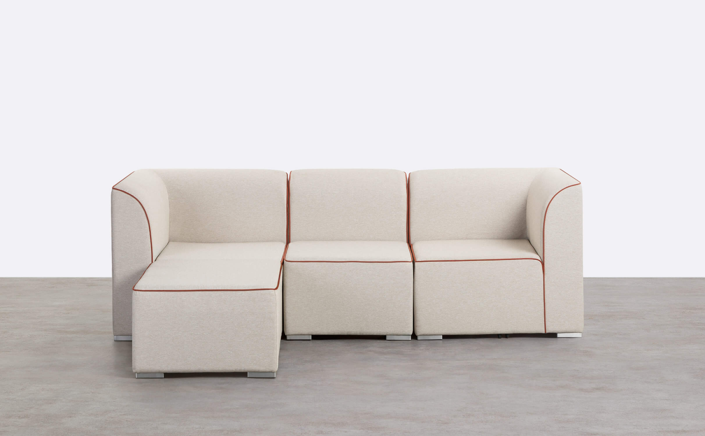 Sofá Modular de Jardín 3 Piezas con 2 Esquineros y Sillón con Puff de Tela Lagos, imagen de galería 1