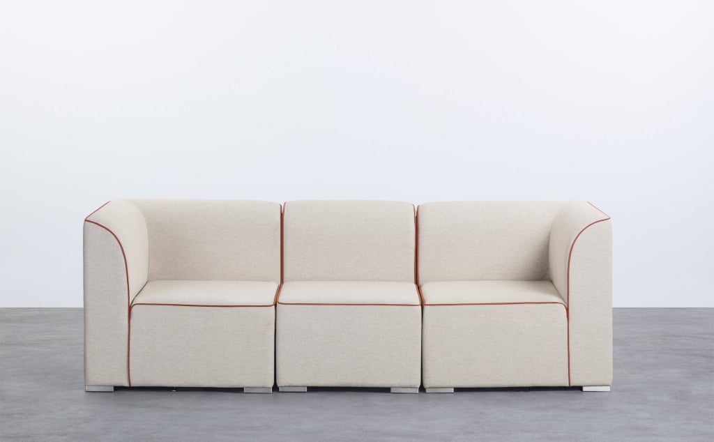 Sofá Modular de Jardín 3 Piezas con 2 Esquineros y Sillón de Tela Lagos