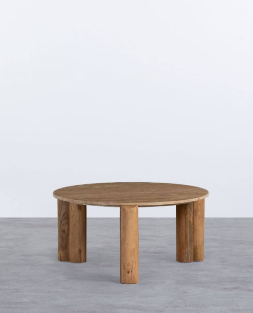 Mesa de Centro Redonda con Tablero de Mármol Travertino (Ø85 cm) Ethel