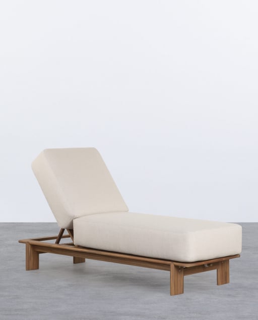 Tumbona Reclinable de Madera de Acacia con Cojín de Tela Cael