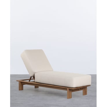 Pack 2 Tumbonas Reclinables de Madera de Acacia con Cojín de Tela Cael Acacia Medio - The Masie