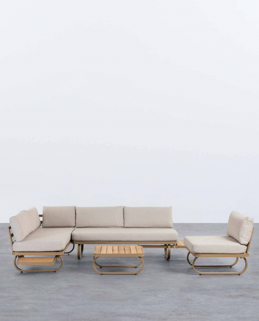 Set de Jardín de Metal y Madera de Teca con Sillón Individual Emilia - Marrón Clay