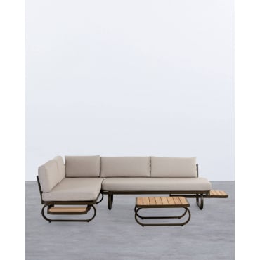 Set de Jardín de Metal y Madera de Teca con Mesa de Centro Emilia Verde Nori - The Masie