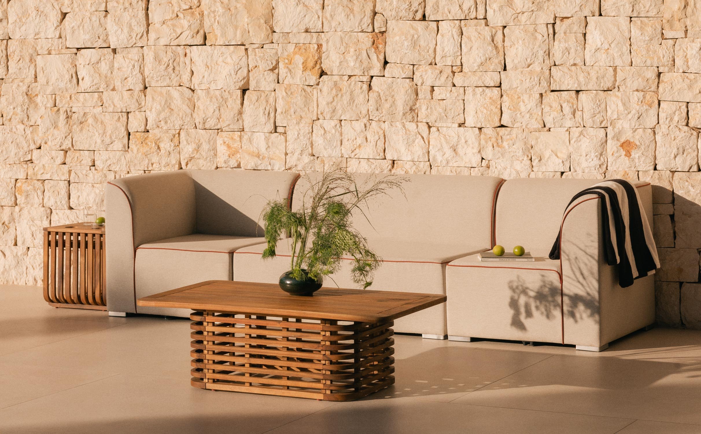 Sofá Modular de Jardín 3 Piezas con 2 Esquineros y Sofá 2 Plazas de Tela Lagos, imagen de galería 1