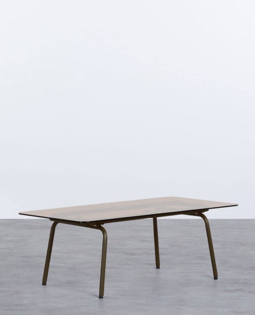 Mesa de Centro Rectangular de Metal y Cristal Templado (120x56 cm) Xoan