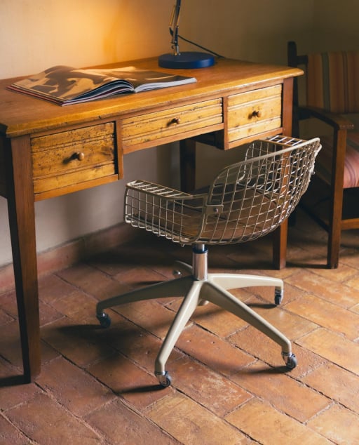 Silla de Escritorio Vintage con Respaldo Bajo de Metal Aras