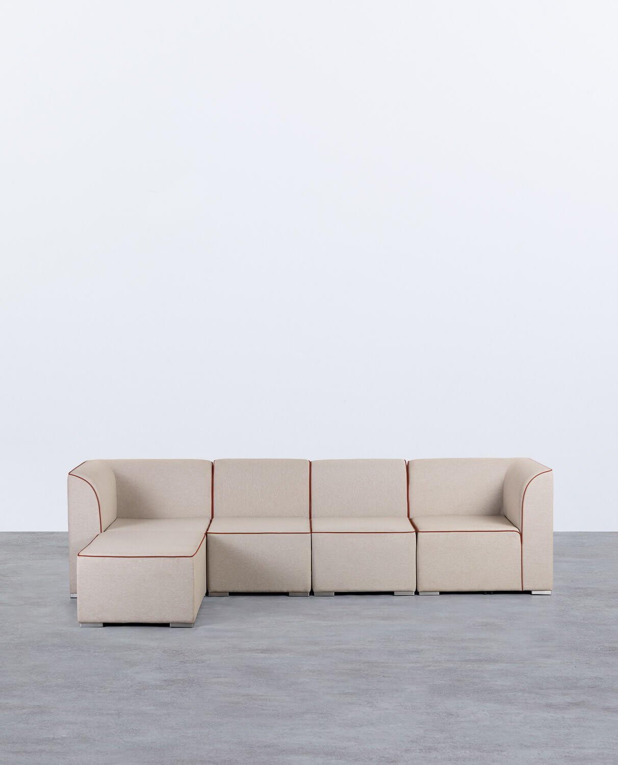 Sofá Modular de Jardín 4 Piezas con 2 Esquineros y 2 Sillones con Puff de Tela Lagos