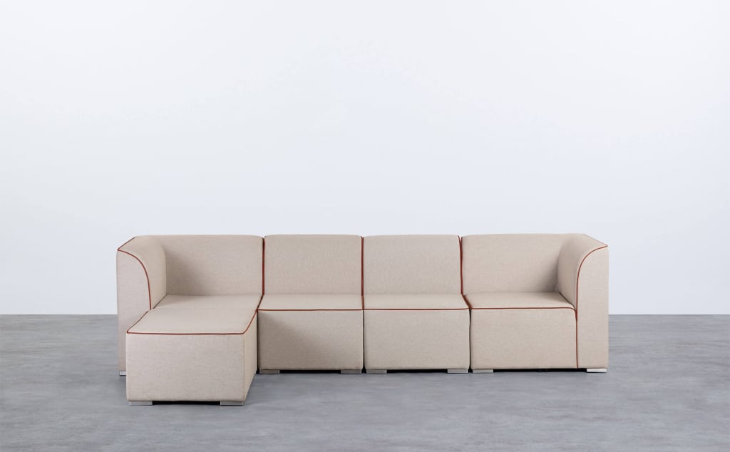 Sofá Modular de Jardín 4 Piezas con 2 Esquineros y 2 Sillones con Puff de Tela Lagos