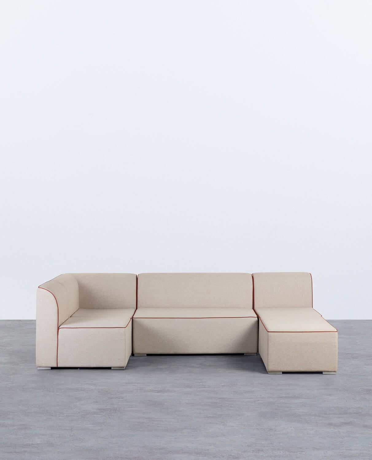 Sofá Modular de Jardín Esquinero de 4 Piezas con Sofá 2 Plazas y 2 Sillones con Puff de Tela Lagos