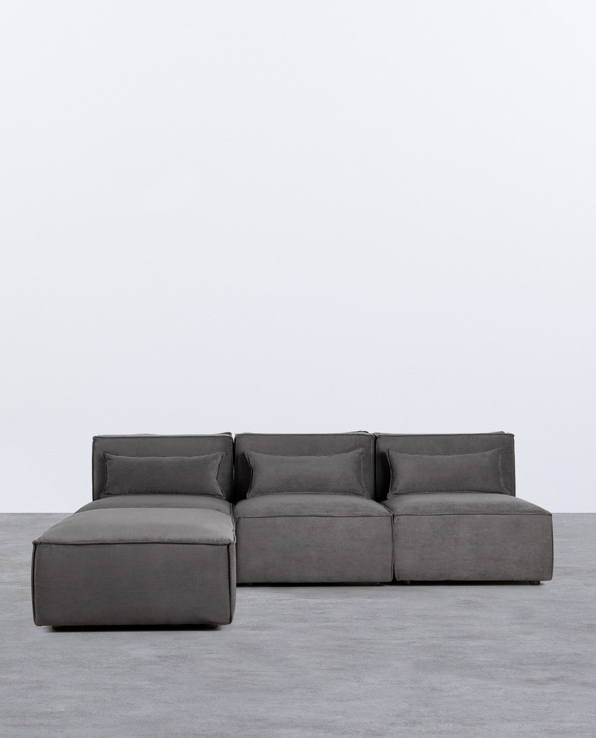 Sofá Modular de 3 Piezas y Puff de Pana Kilhe