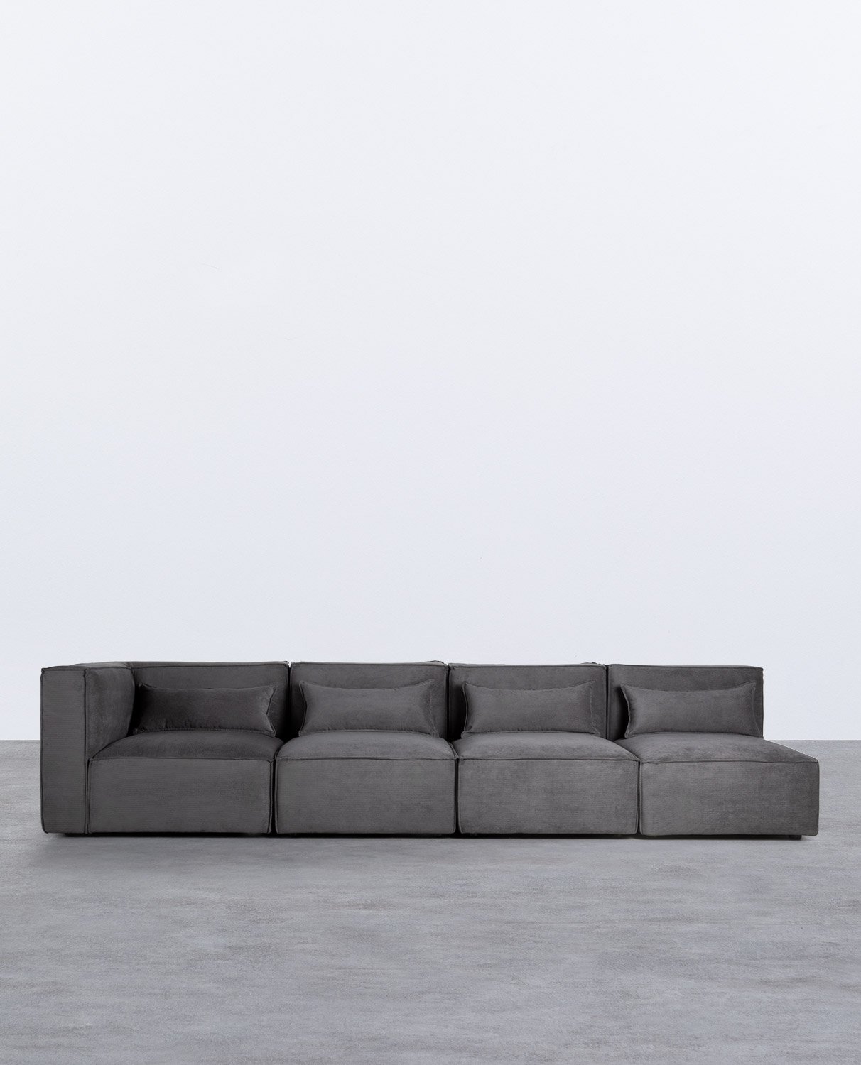 Sofá Modular de 4 Piezas con 3 Sillones de Pana Kilhe