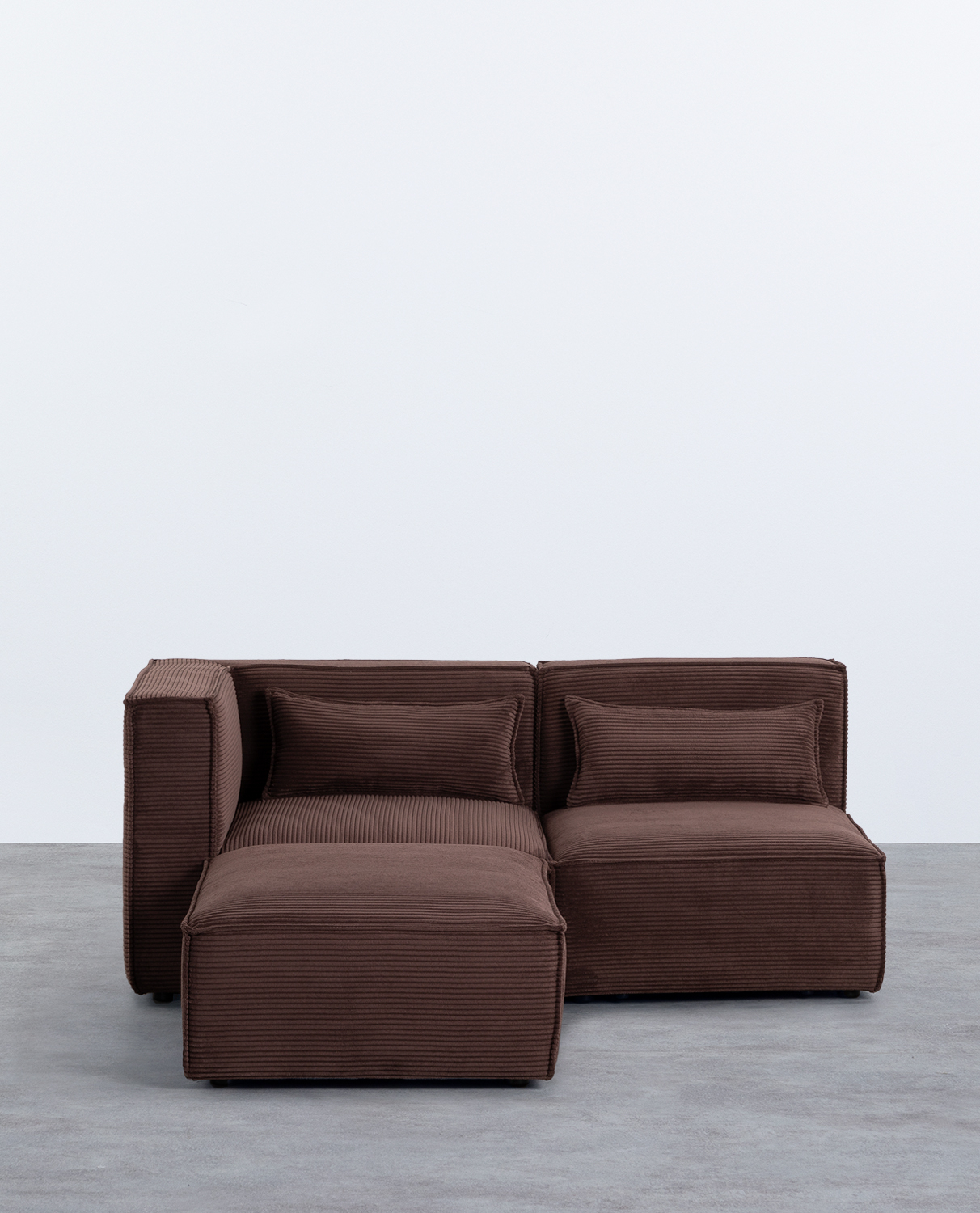 Sofá Modular de 2 Piezas Esquinero y Sillón con Puff de Pana Gruesa Kilhe