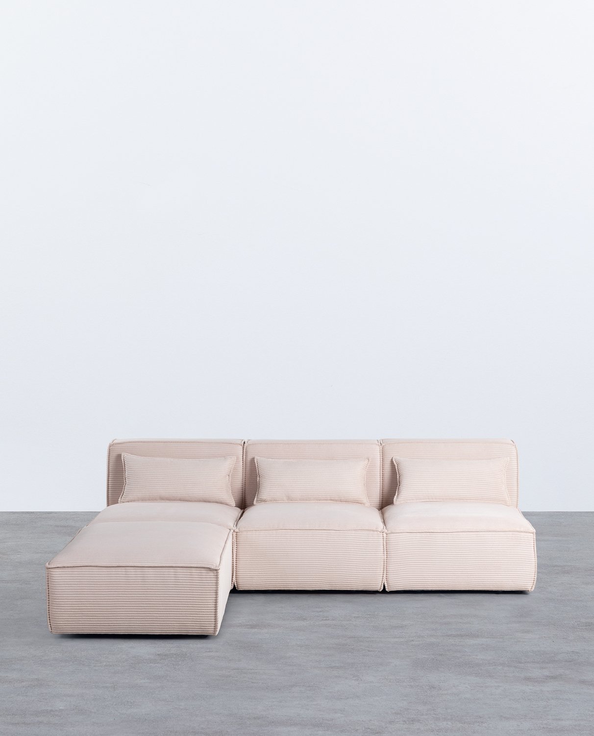 Sofá Modular de 3 Piezas con Puff de Pana Gruesa Kilhe