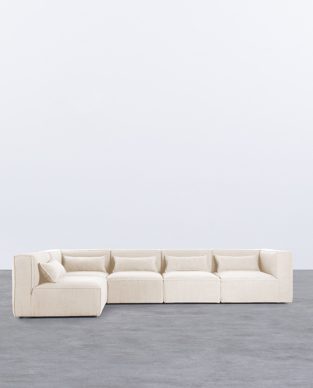 Sofá Modular de 5 piezas con 2 Sillones Esquineros de Tela Boucle Kilhe