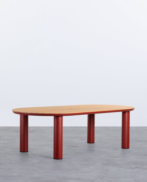 Mesa de Exterior Ovalada de Aluminio y Madera de Teca (240x119 cm) Cheryl