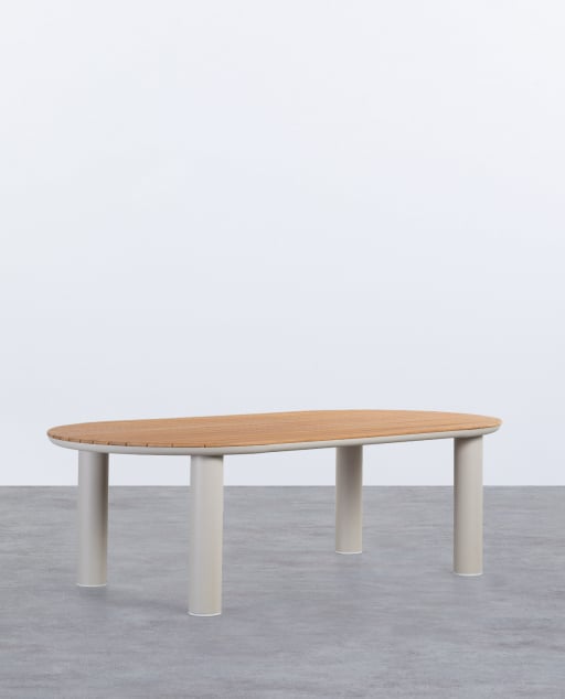 Mesa de Exterior Ovalada de Aluminio y Madera de Teca (240x119 cm) Cheryl
