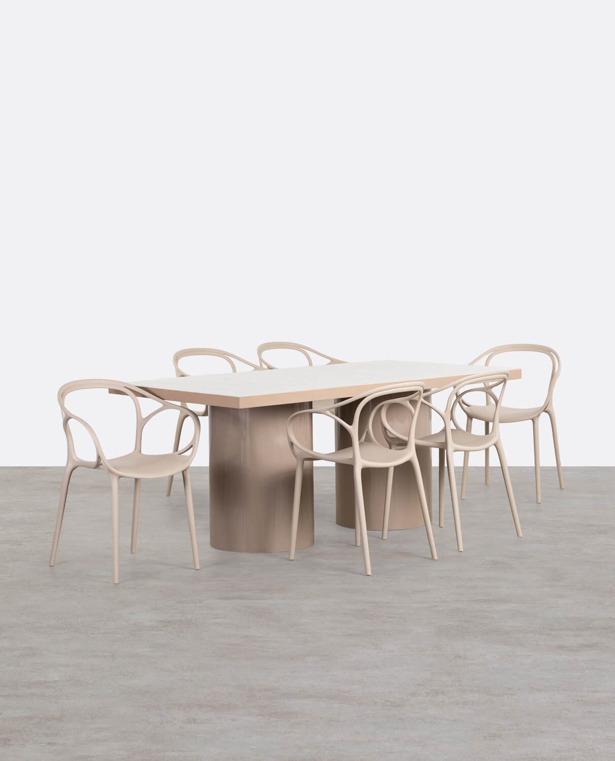 Set de Mesa de Comedor Rectangular con Cerámica Zafiro y 6 Sillas de Polipropileno Erbra, imagen de galería 1