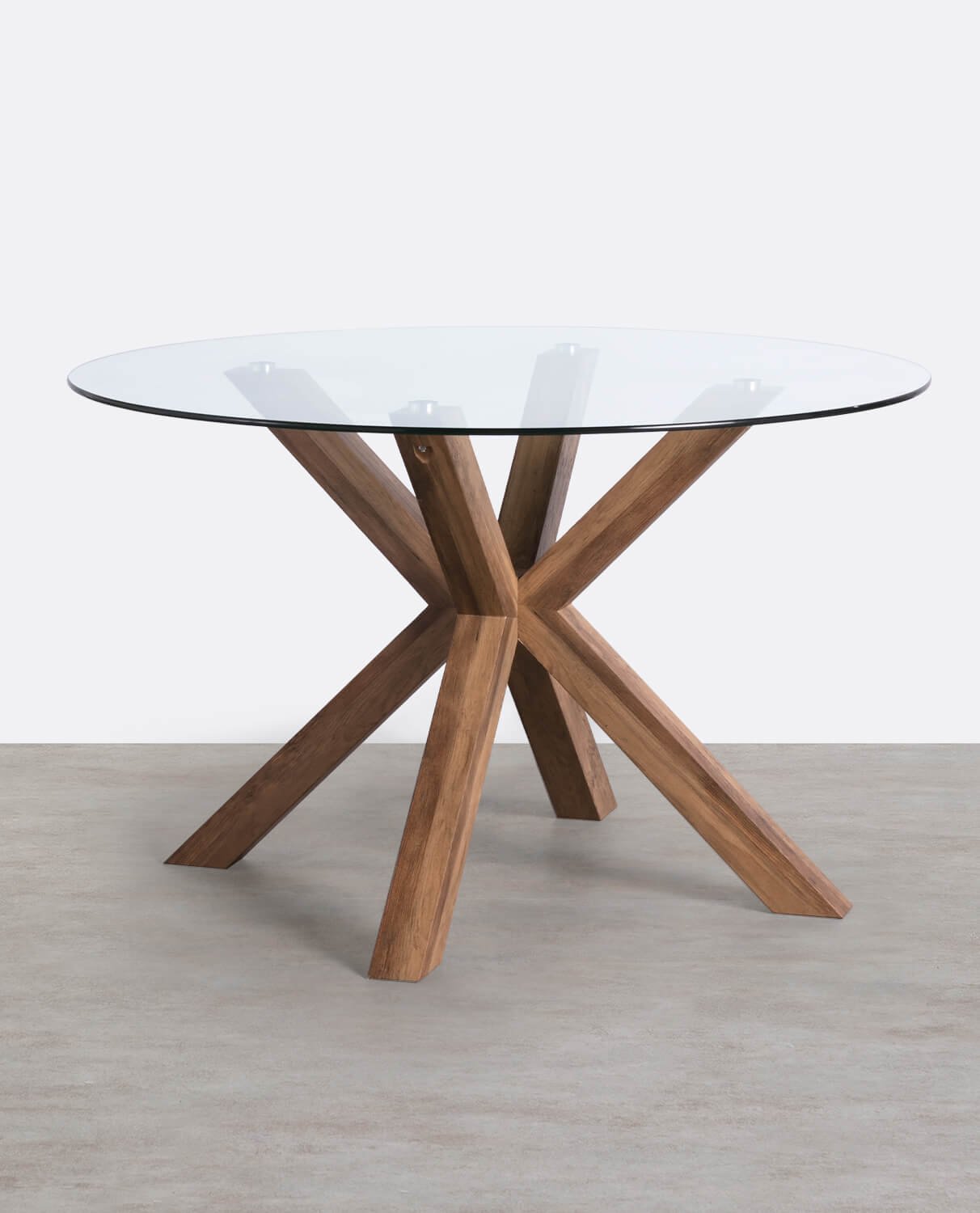 Mesa de Comedor Redonda de Madera y Cristal (Ø120 cm) Vuoto, imagen de galería 1