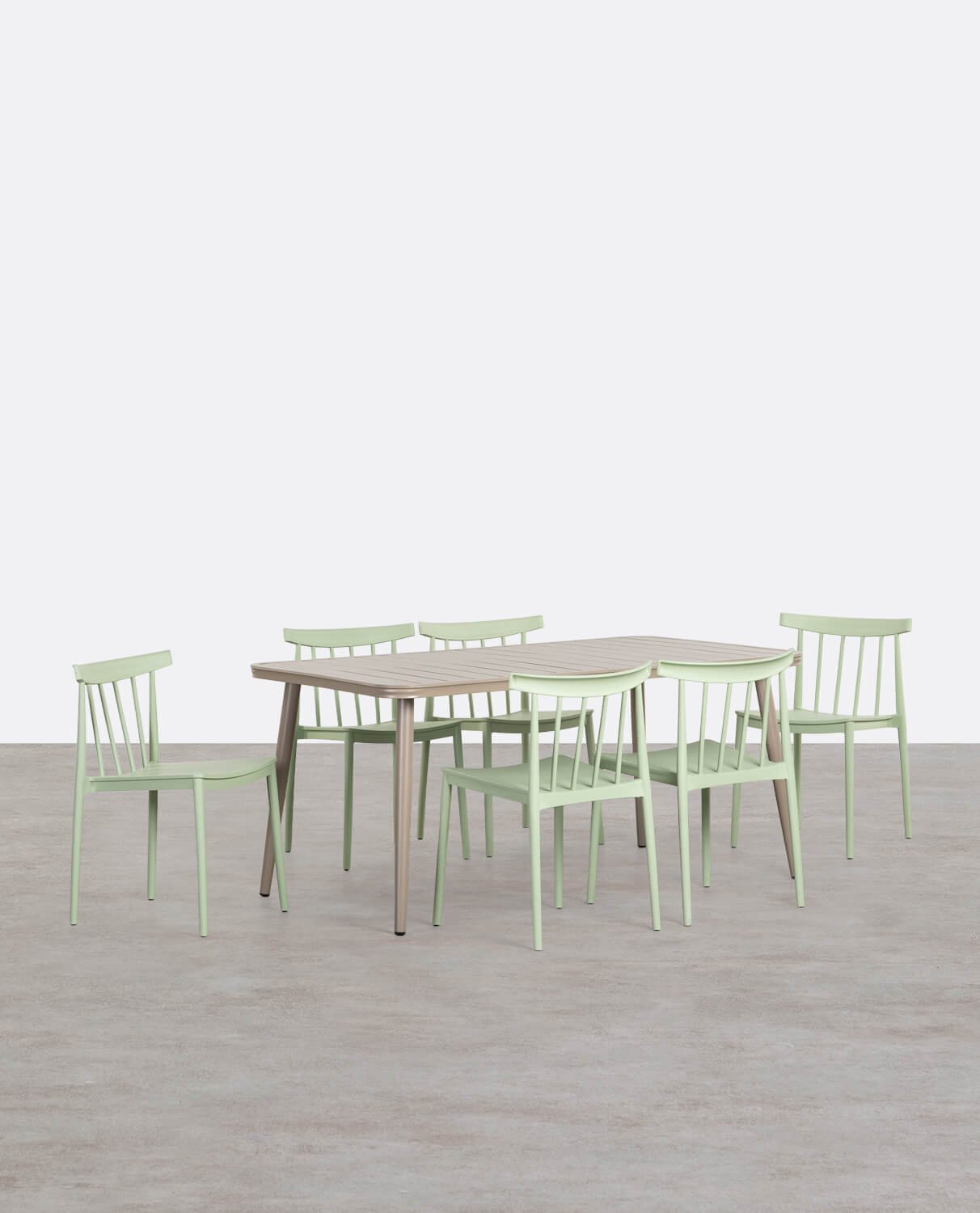 Set de Mesa Rectangular de Aluminio Cancún y 6 Sillas de Polipropileno de Exterior Sunty, imagen de galería 1
