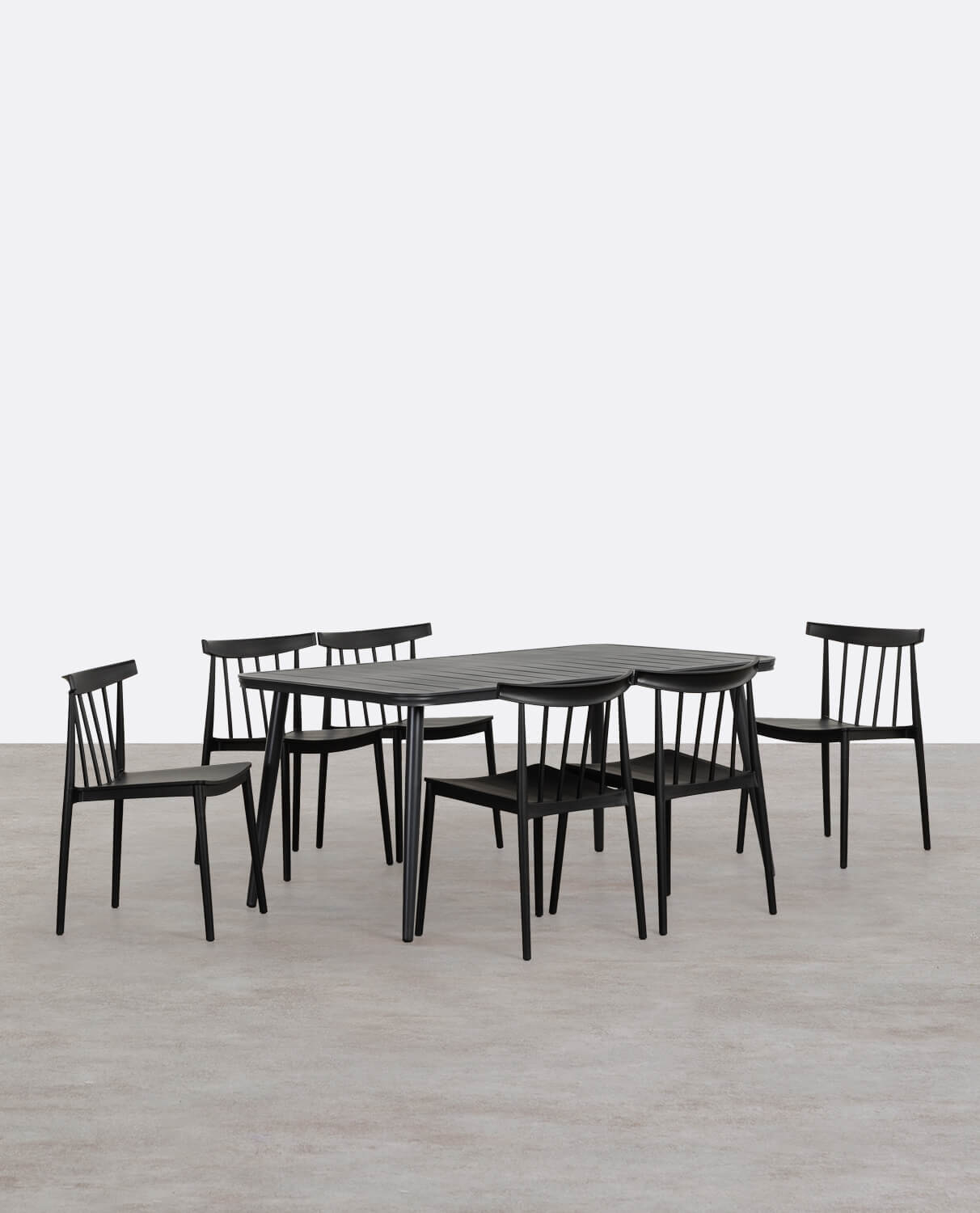 Set de Mesa Rectangular de Aluminio (160x90 cm) Cancún y 6 Sillas de Polipropileno de Exterior Sunty, imagen de galería 1