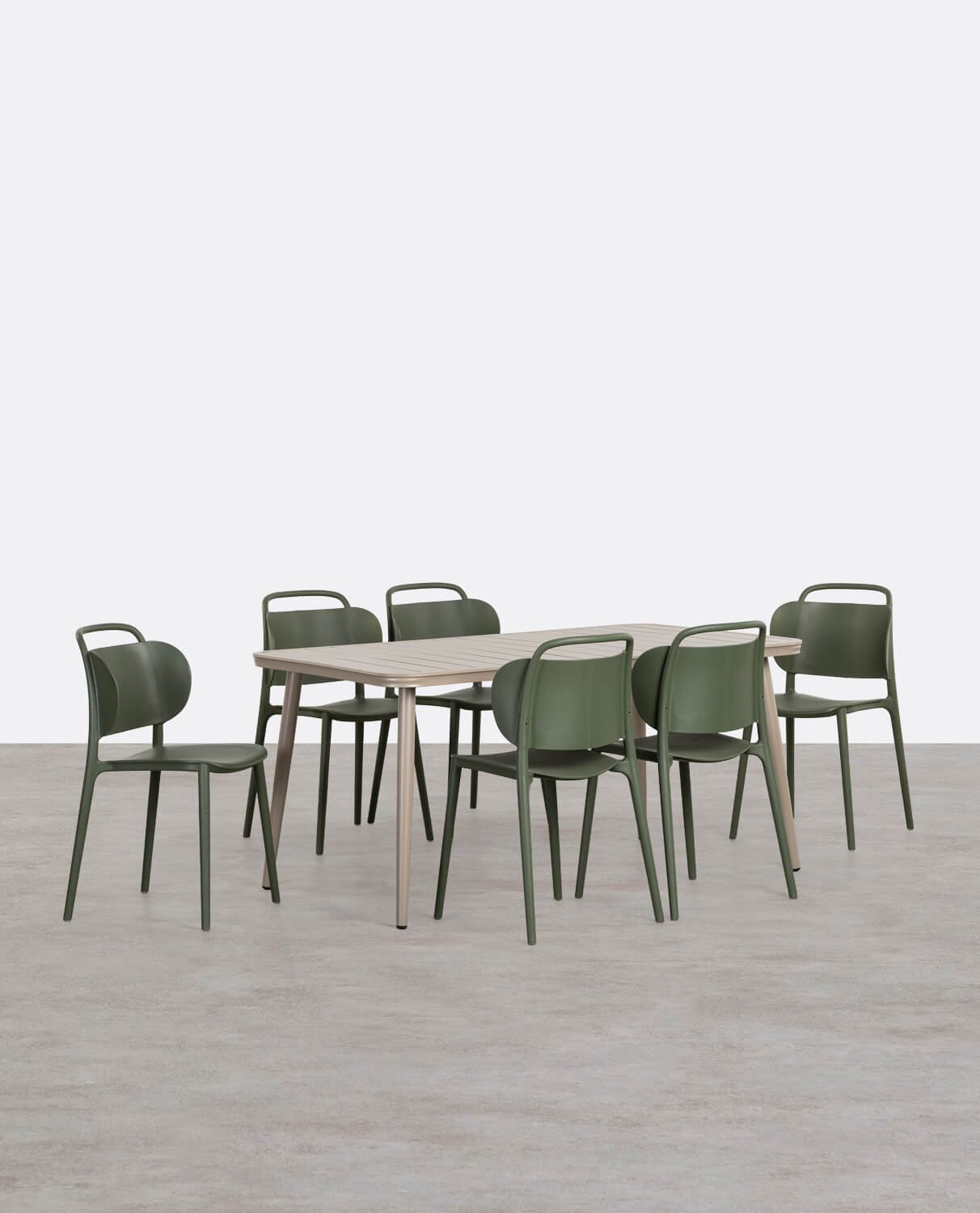 Set de Mesa Rectangular de Aluminio Cancún y 6 Sillas de Polipropileno de Exterior Kole, imagen de galería 1
