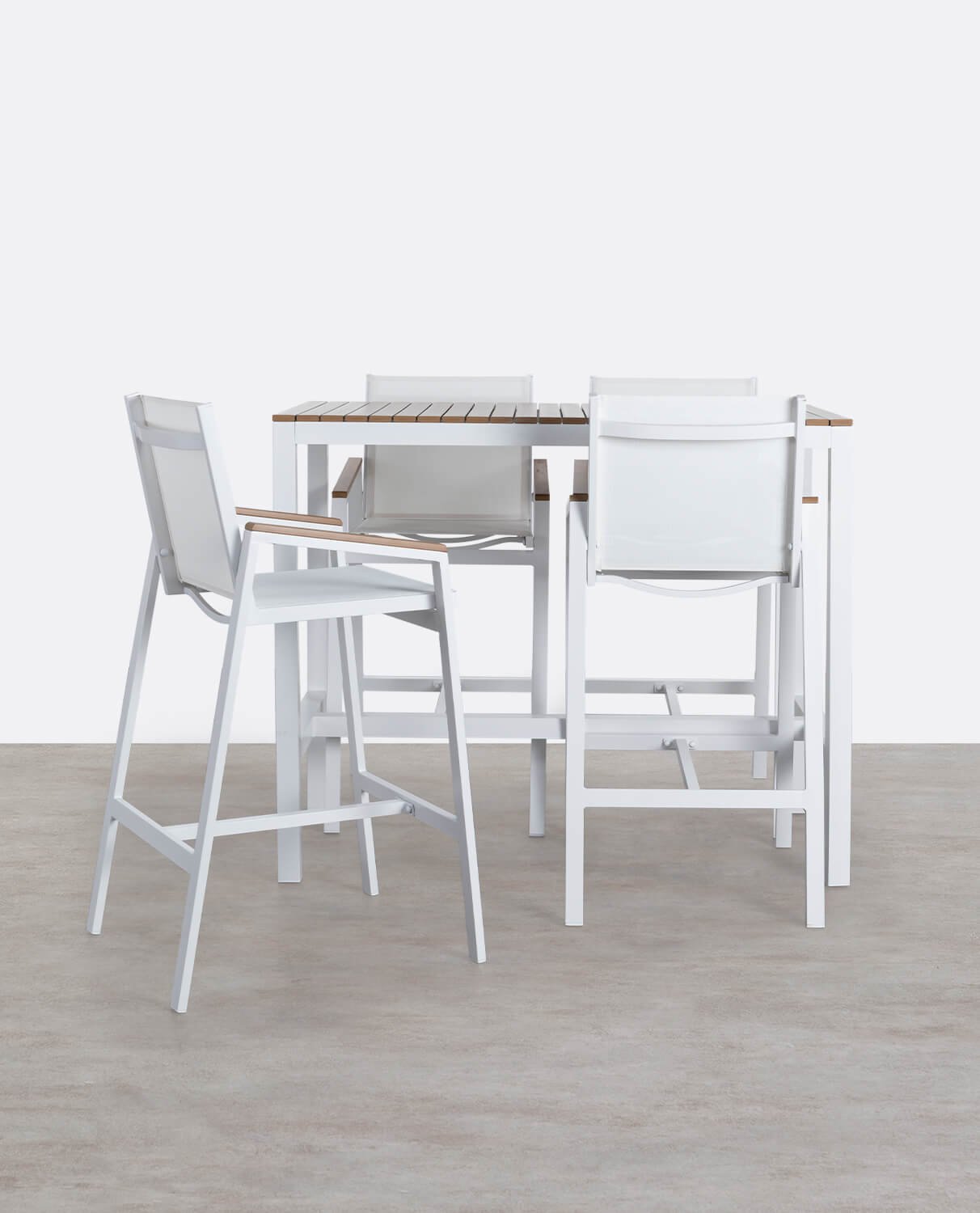 Set de Mesa Alta y 4 Taburetes Altos de Aluminio de Exterior Korce, imagen de galería 1