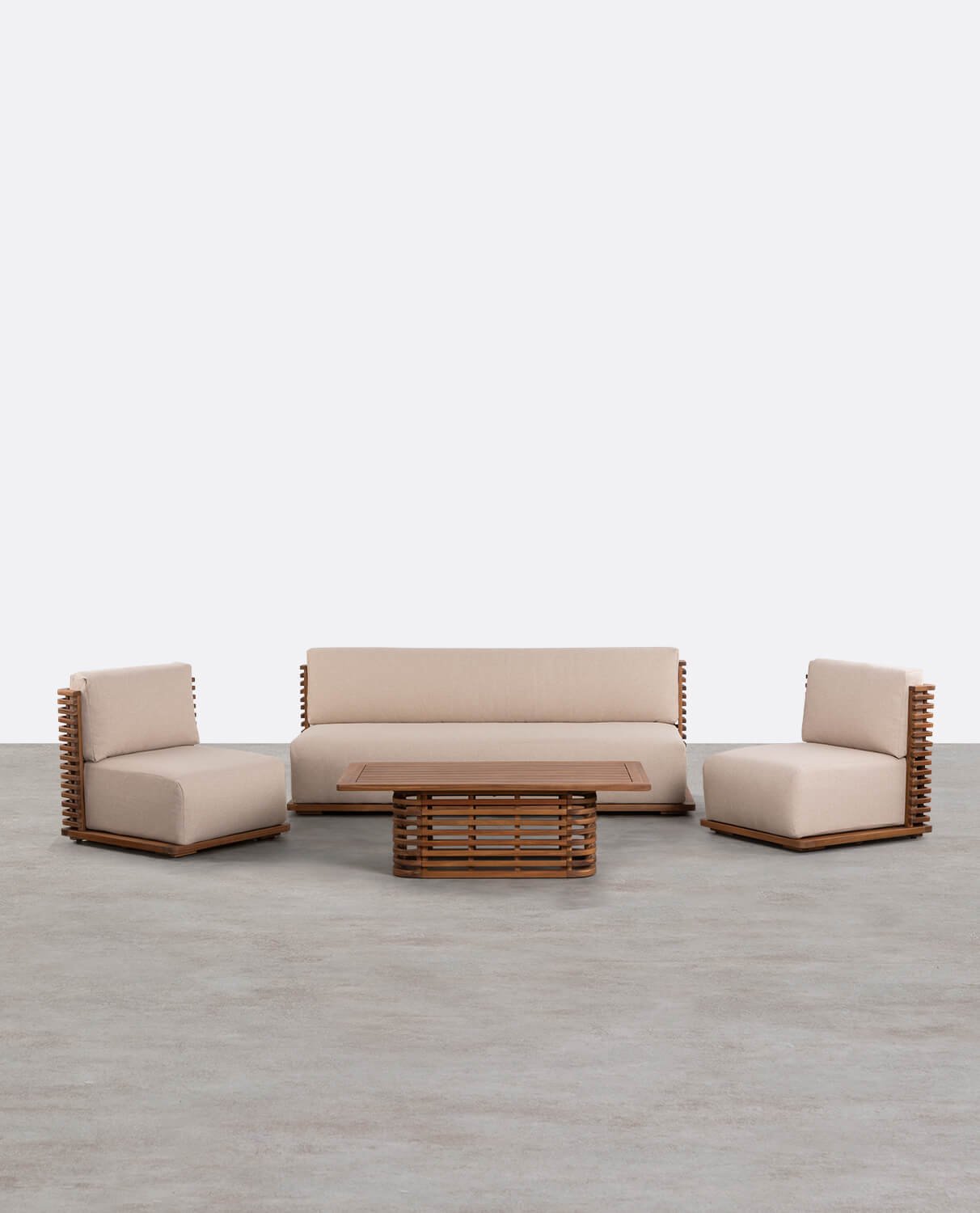 Set de Jardín de Madera de Acacia con Cojines de Tela Hazan, imagen de galería 1