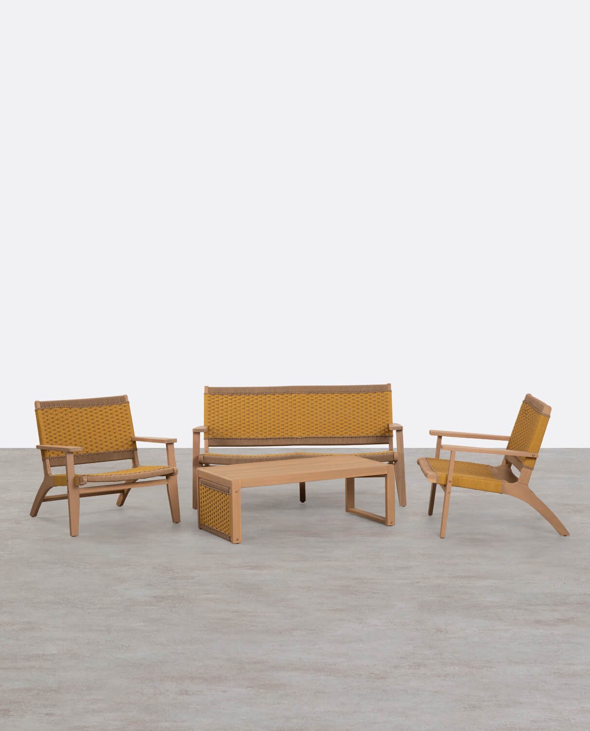 Set de Jardín con Sofá 2 Plazas, 2 Sillones y Mesa de Centro de Madera de Acacia y Cuerda Mirle, imagen de galería 1