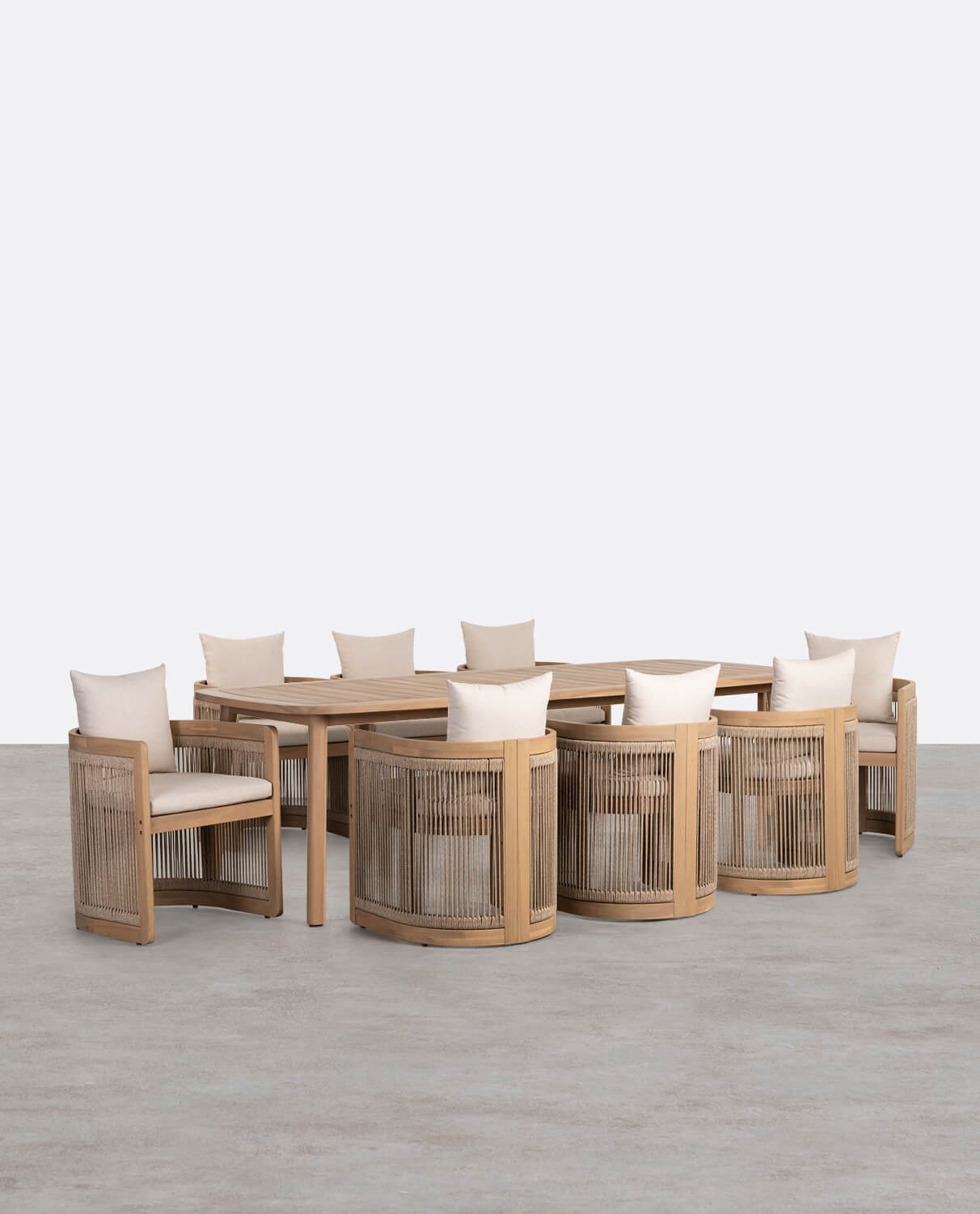 Set de Mesa Rectangular (240x100 cm) Marla y 8 Sillas de Madera de Acacia de Exterior Mirla, imagen de galería 1
