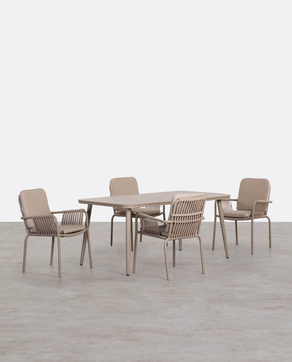 Set de Mesa Rectangular de Aluminio Cancún y 4 Sillas de Exterior Drian, imagen de galería 1