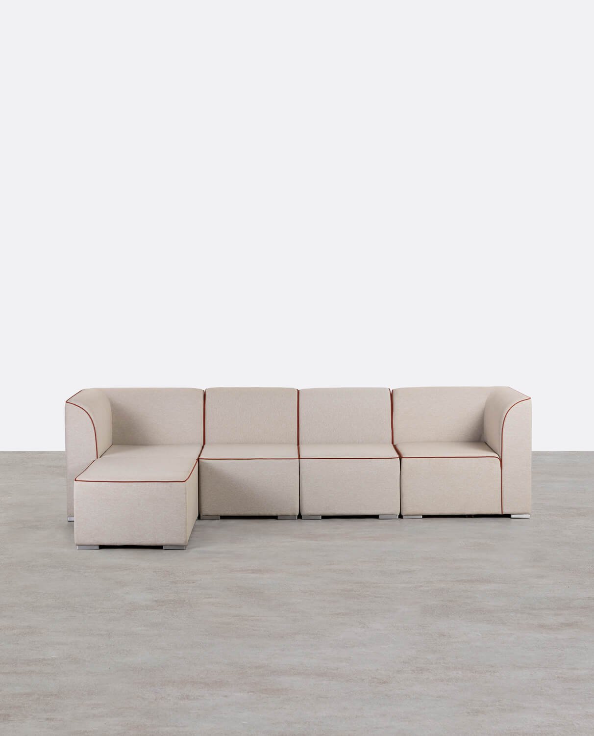 Sofá Modular de Jardín 4 Piezas con 2 Esquineros y 2 Sillones con Puff de Tela Lagos, imagen de galería 1