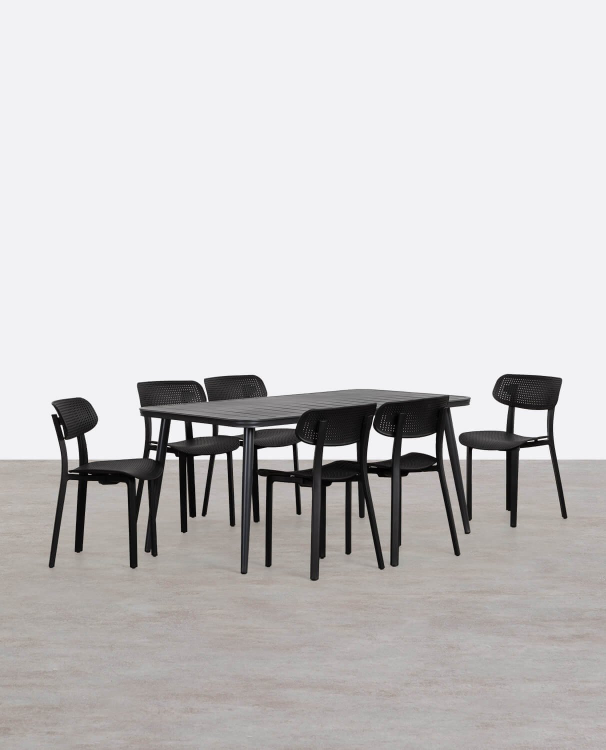 Set de Mesa Rectangular de Aluminio Cancún y 6 Sillas de Polipropileno de Exterior Dasi, imagen de galería 1