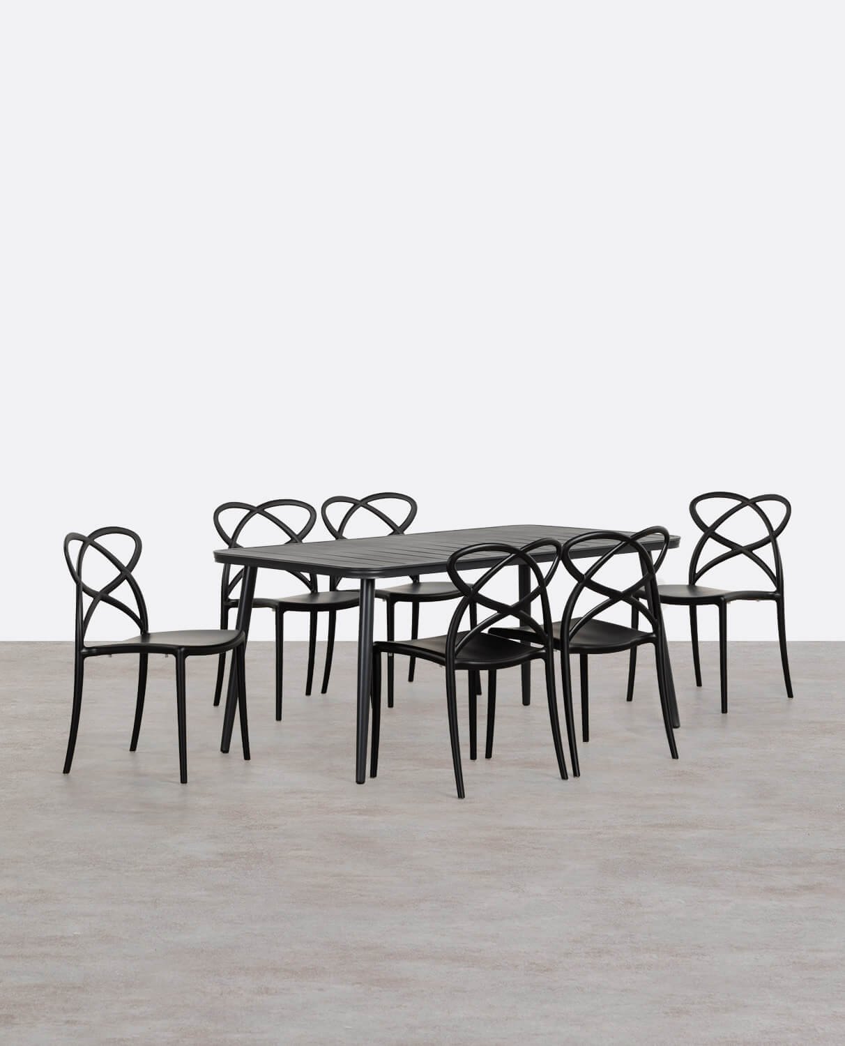 Set de Mesa Rectangular de Aluminio Cancún y 6 Sillas de Polipropileno de Exterior Cielo, imagen de galería 1