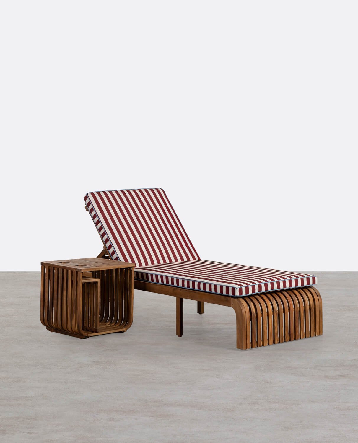 Set de Tumbona y Mesa Auxiliar de Madera de Acacia Hazan, imagen de galería 1