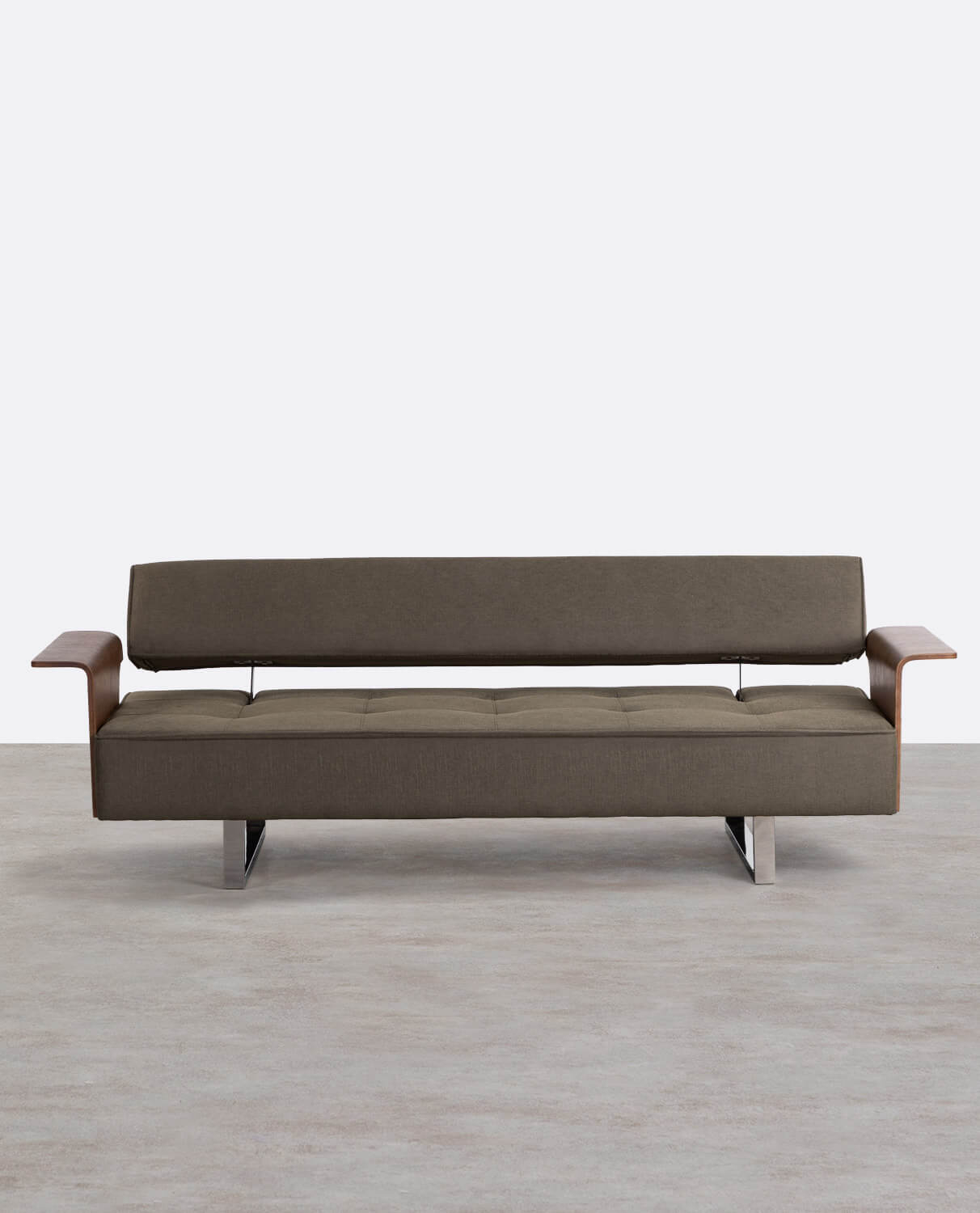 Sofá Cama de 3 Plazas con Reposabrazos de Madera y Tela New 70S, imagen de galería 1