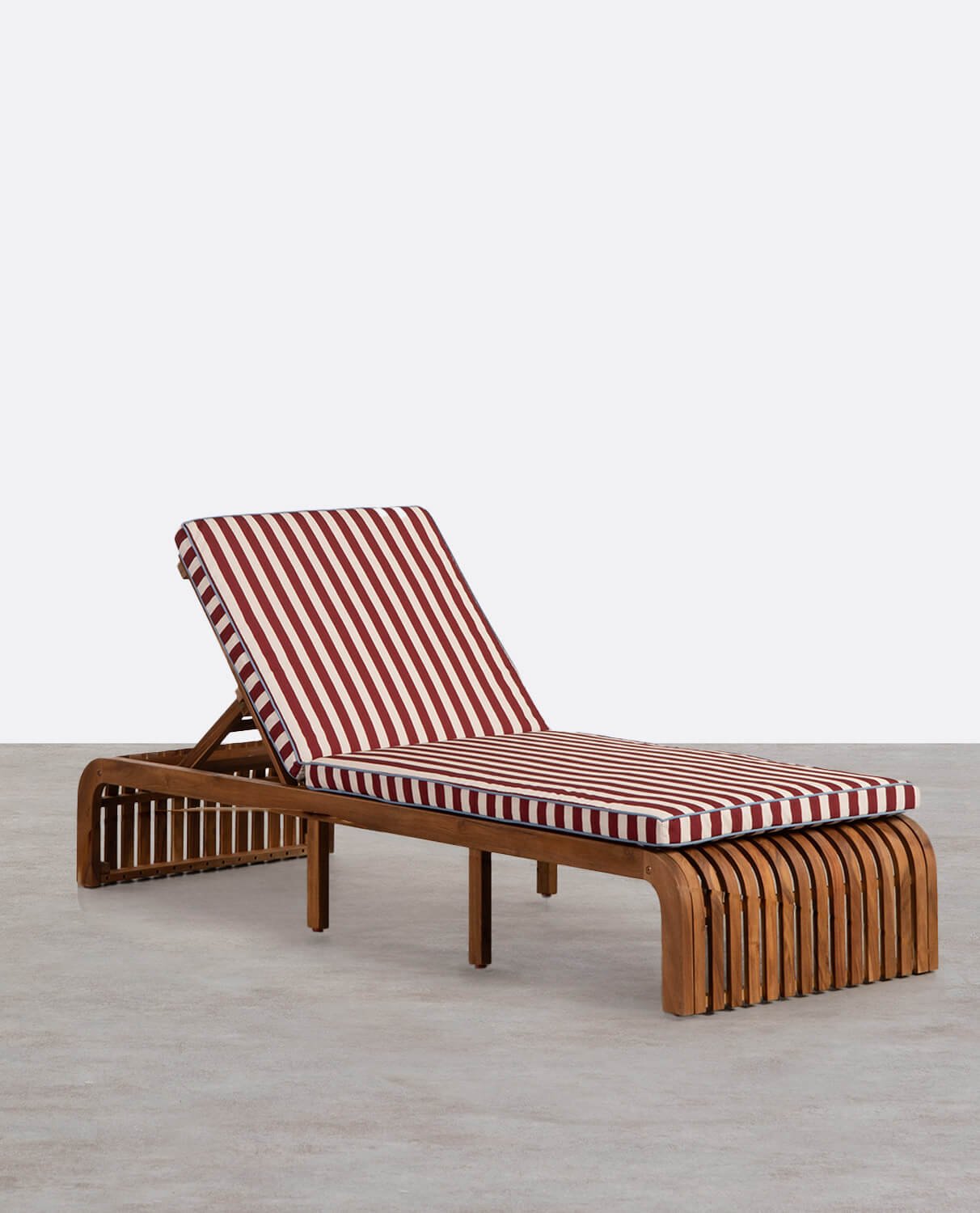 Tumbona Reclinable de Madera de Acacia con Cojín de Tela Hazan, imagen de galería 1