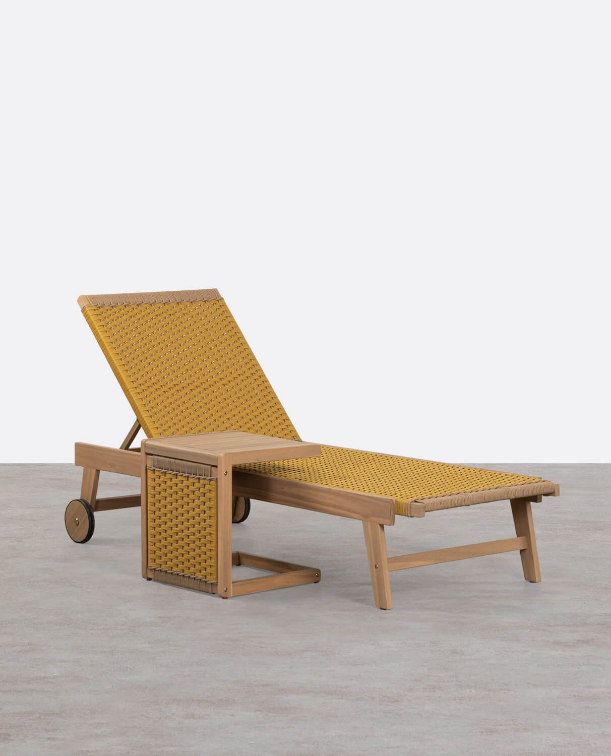 Set de Tumbona y Mesa Auxiliar de Madera de Acacia y Cuerda Mirle, imagen de galería 1