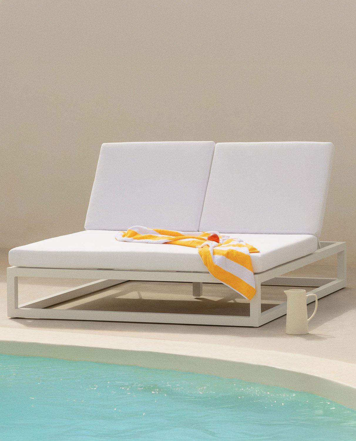 Tumbona Doble Reclinable de Aluminio con Cojín de Tela Kewin, imagen de galería 2