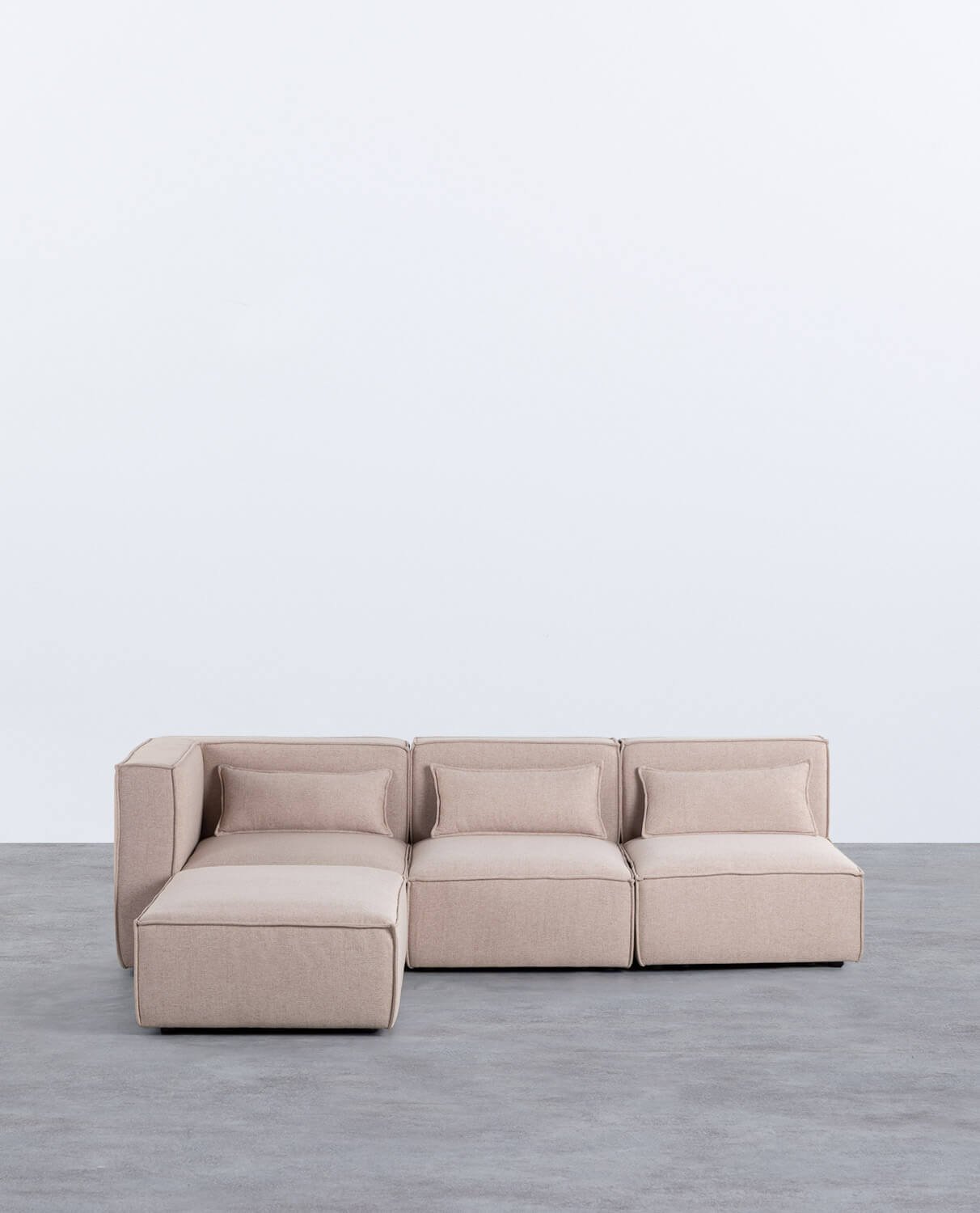 Sofá Modular de 3 Piezas con 2 Sillones y Puff de Tela Kilhe