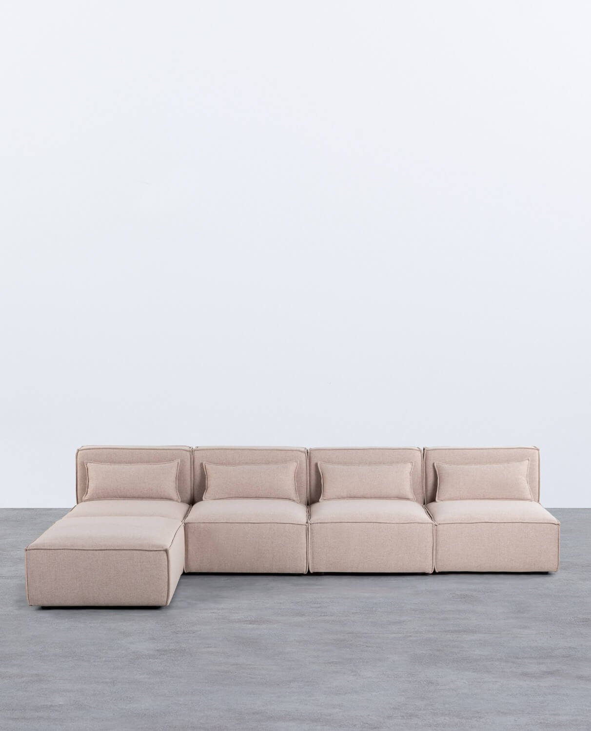 Sofá Modular de 4 Piezas y Puff de Tela Kilhe