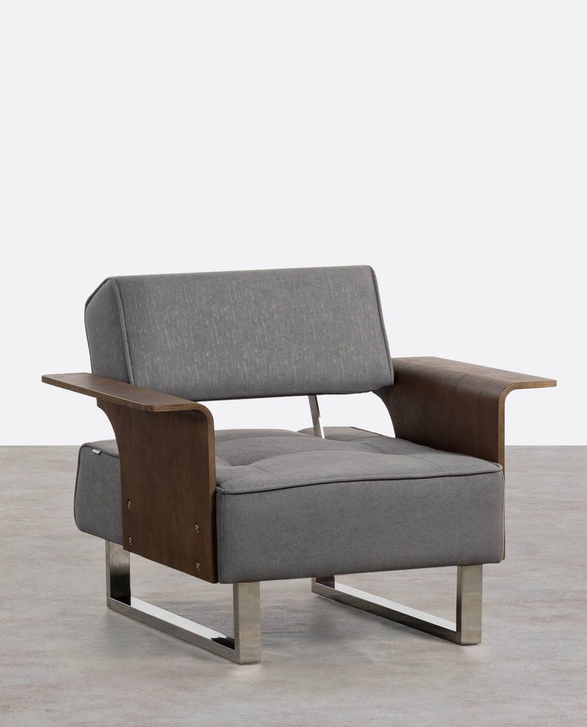 Sillón Reclinable con Reposabrazos de Madera y Tela 70S, imagen de galería 1