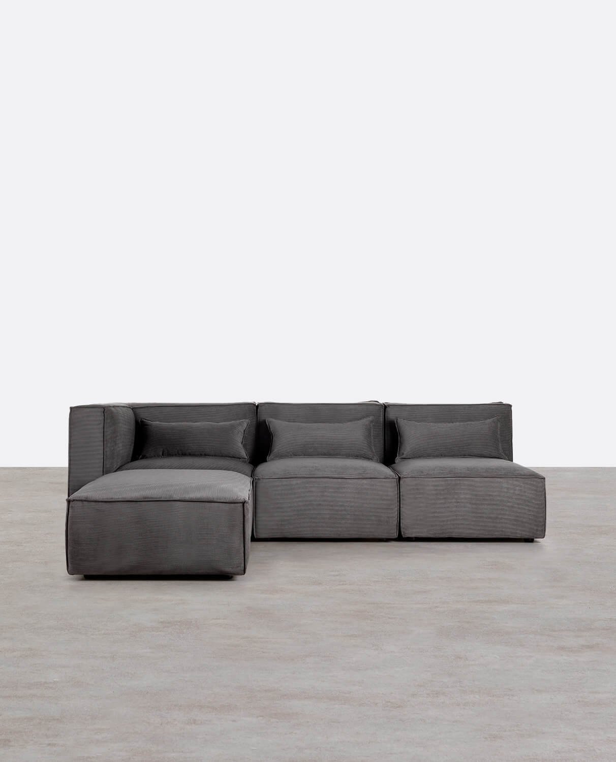 Sofá Modular 3 Piezas Esquinero con 2 Sillones y Puff de Pana Kilhe, imagen de galería 1